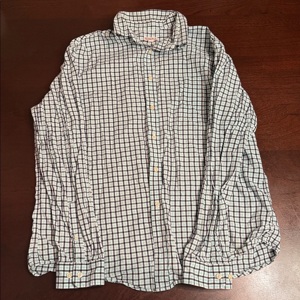 Merona Men's Casual Button Down Shirt - White and Black Checkered